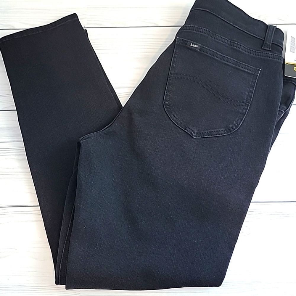 NWT Lee black denim slim fit mid rise skinny jeans Women's Size 16